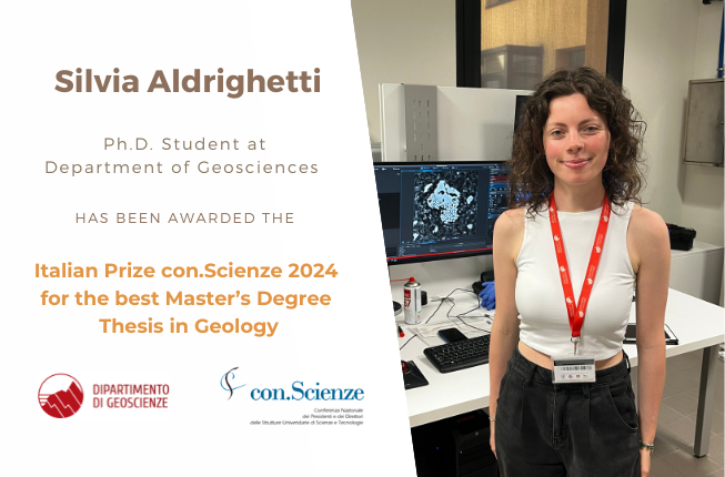 Collegamento a Our Ph.D. student Silvia Aldrighetti has won the Italian con.Scienze 2024 Award for the best Master's thesis in Geology