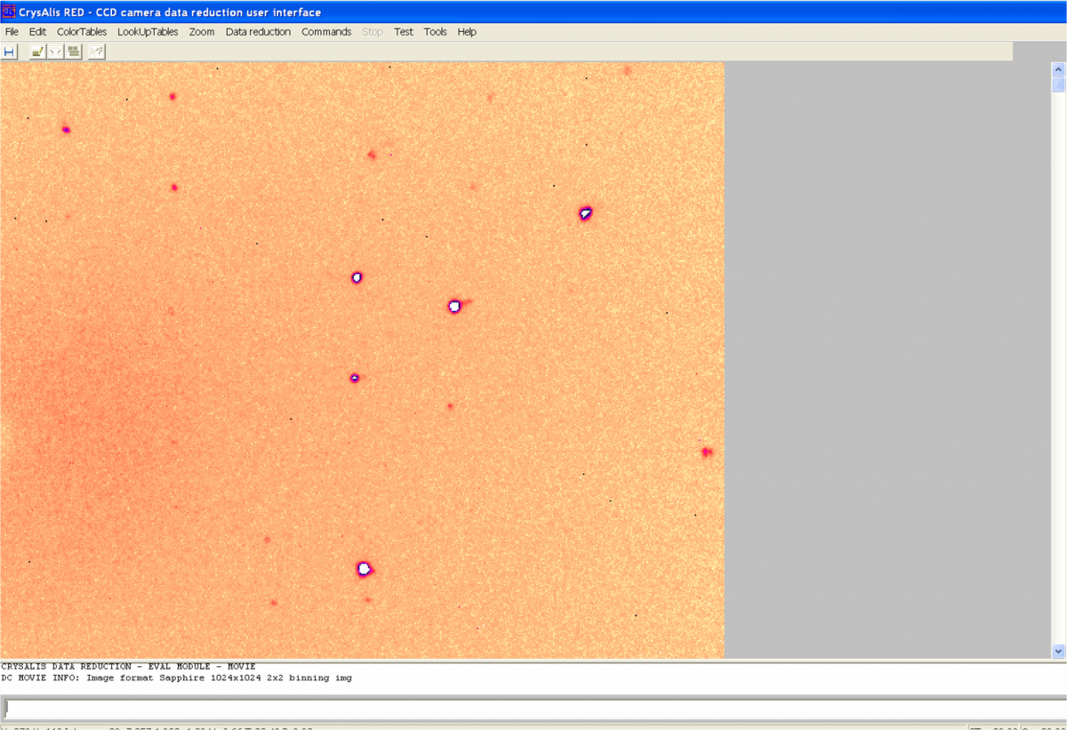 Diffraction pattern collected using a CCD detector