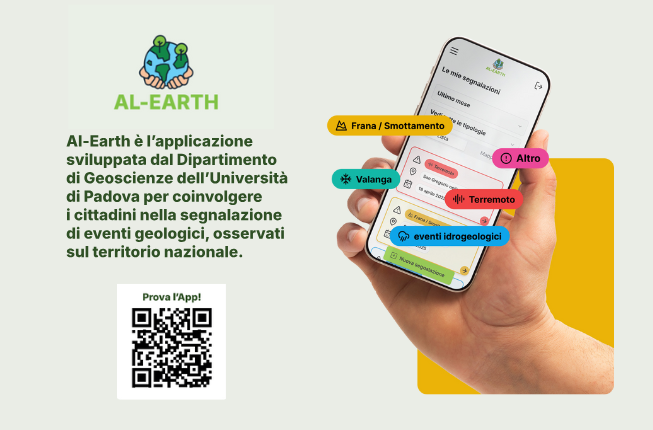 Collegamento a Al-Earth: una nuova App per coinvolgere i cittadini nella segnalazione degli eventi geologici sul territorio